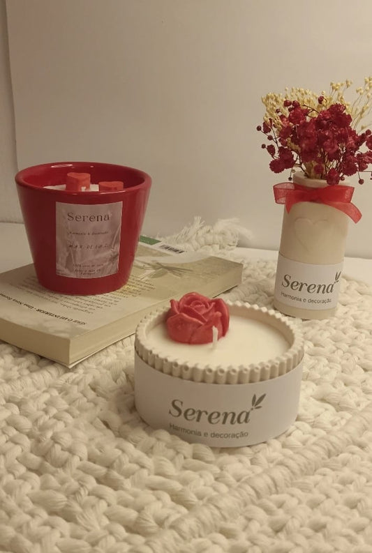 Vela em bau Jesmonite com Flor